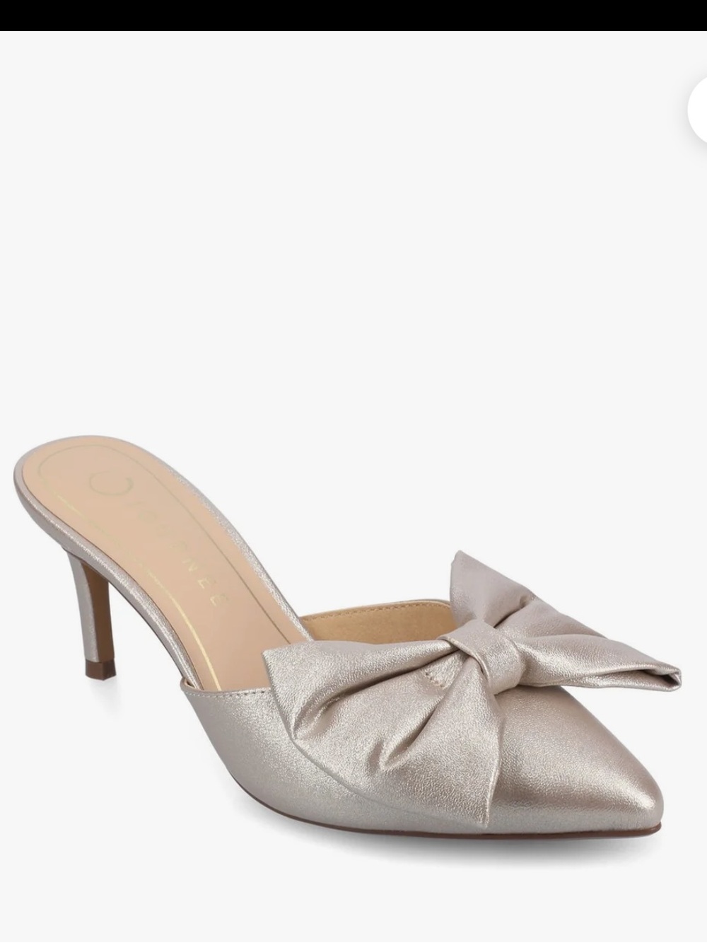 Journee Tiarra Metallic Champagne Pointed-Toe Bow Mule Heels 11 NWB